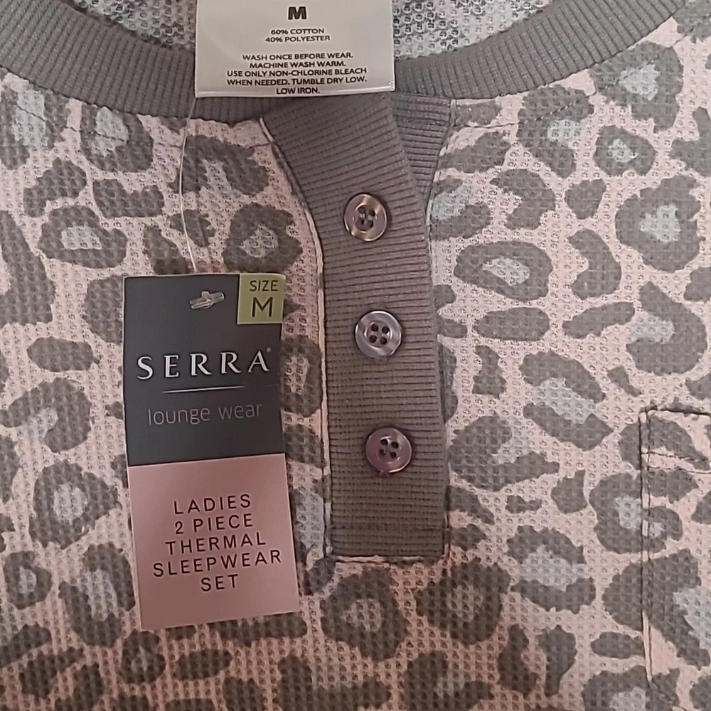 New with tags! Serra Womens Medium thermal leopard print matching pajama set